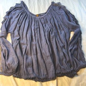 Free People Chunky Blue Long Sleeve Shirt Medium